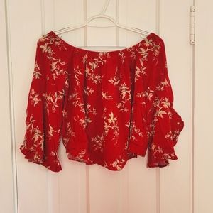 AE floral flowy cropped blouse